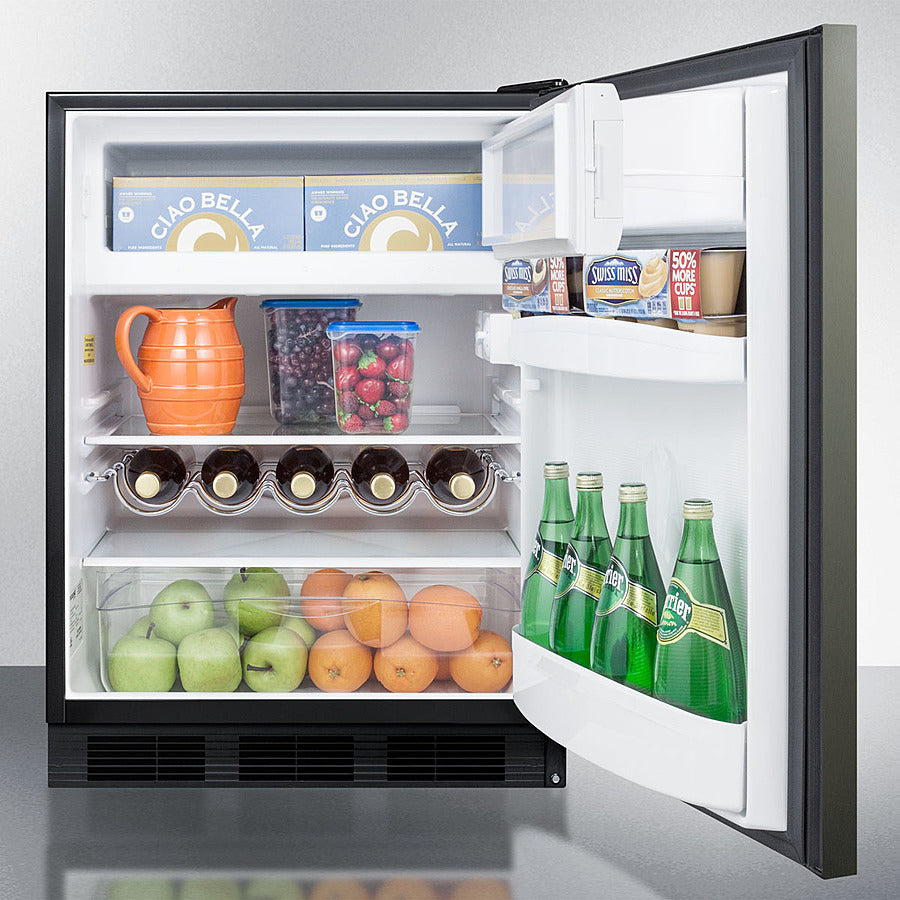SUMMIT  24" Wide Built-In Refrigerator-Freezer, ADA Compliant - Black Stainless Steel (CT663BKBIKSHHADA)