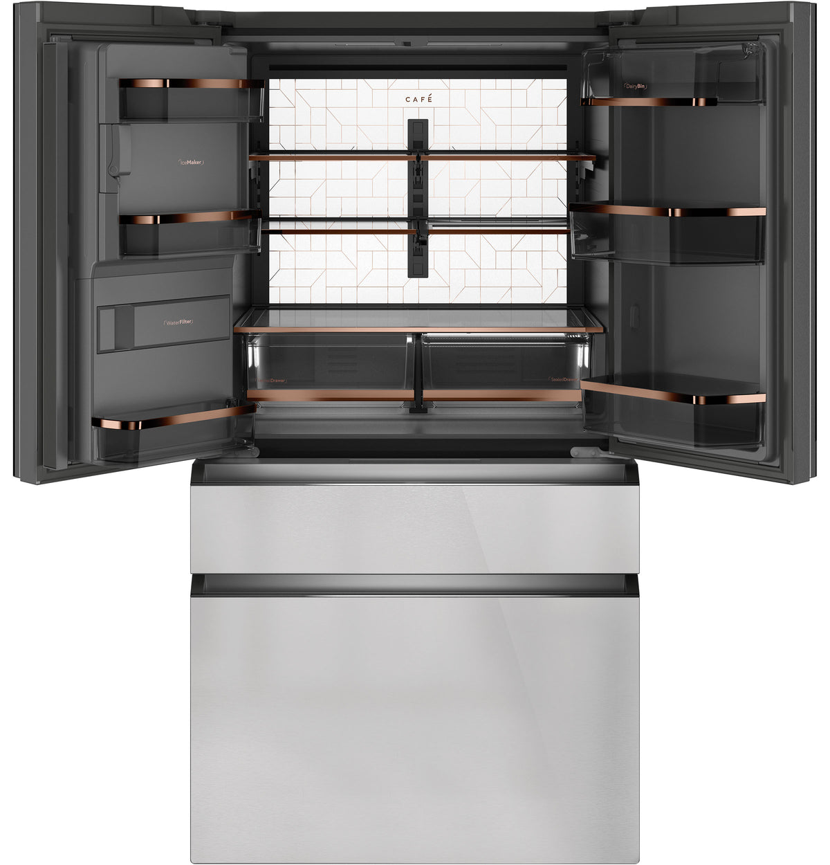 CAFE  Caf? 22.3 Cu. Ft. Smart Counter-depth 4-door French-door Refrigerator In Platinum Glass - Platinum Glass (CXE22DM5PS5)