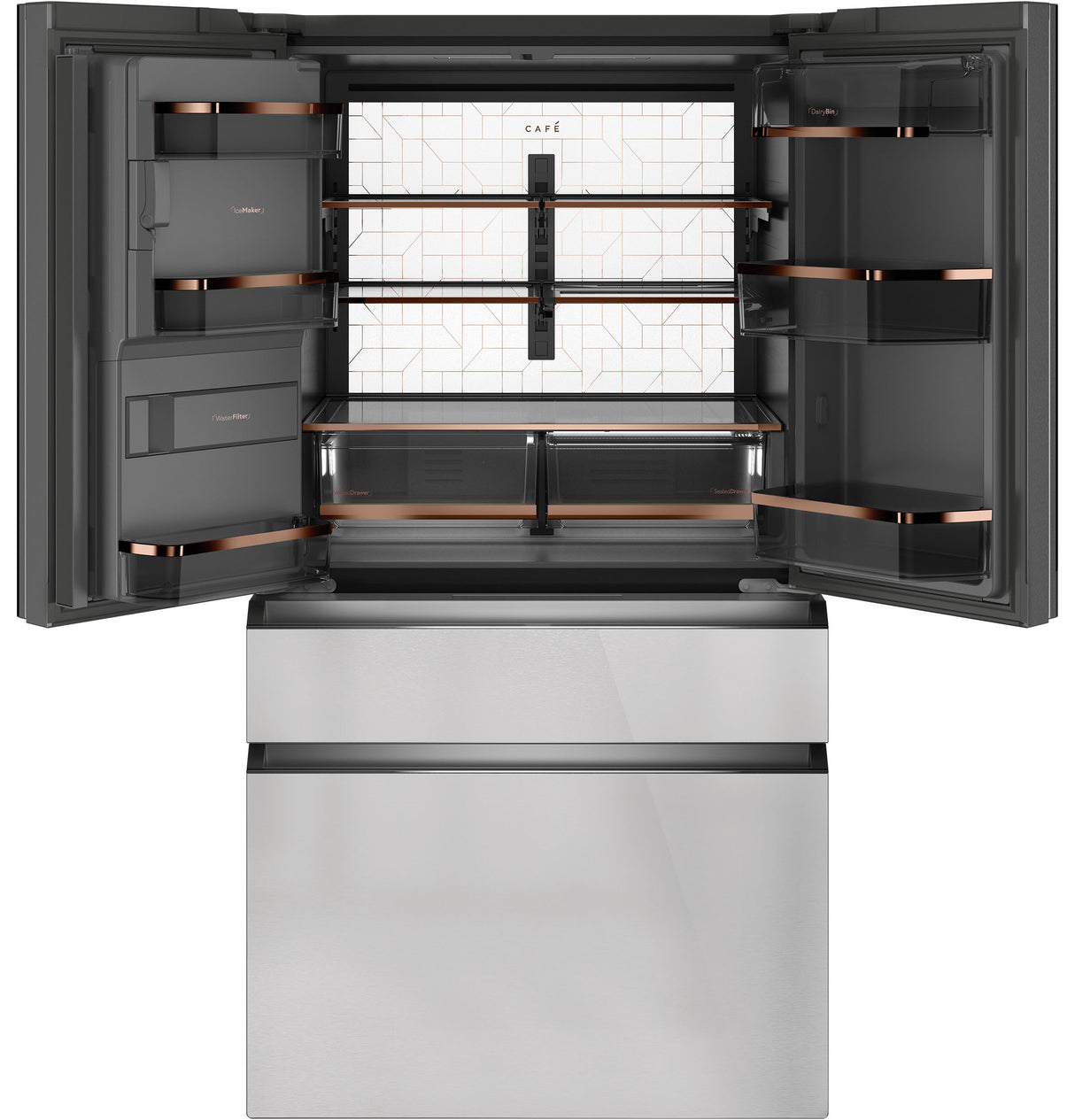 CAFE  Caf? 22.3 Cu. Ft. Smart Counter-depth 4-door French-door Refrigerator In Platinum Glass - Platinum Glass (CXE22DM5PS5)
