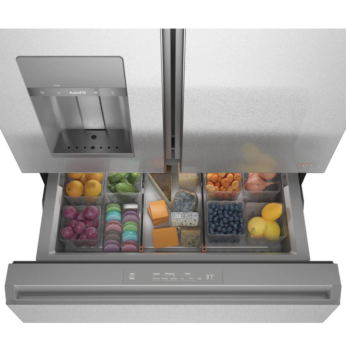 CAFE  Caf? 22.3 Cu. Ft. Smart Counter-depth 4-door French-door Refrigerator In Platinum Glass - Platinum Glass (CXE22DM5PS5)
