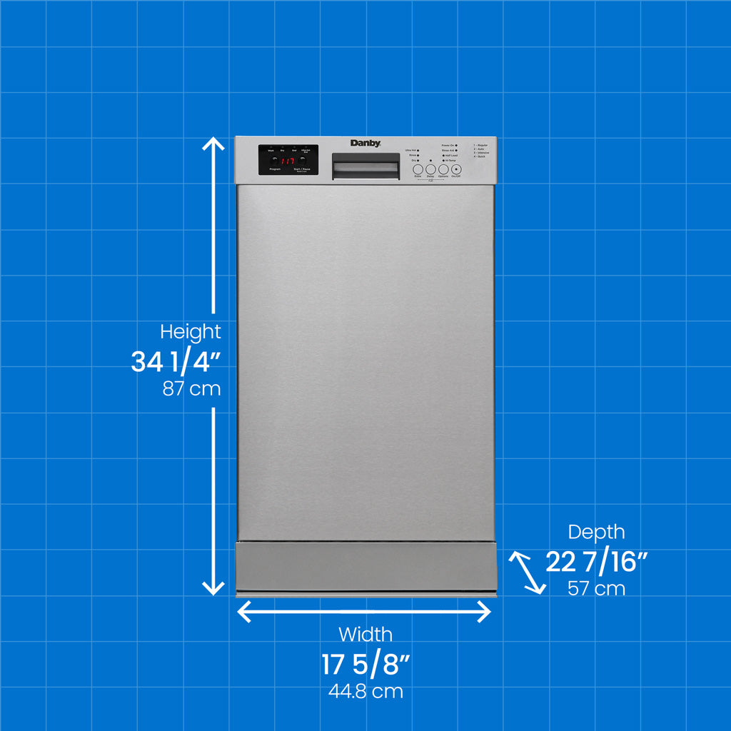 DANBY  18″ Wide Built-in Dishwasher - Stainless Steel (DDW18D1ESS)