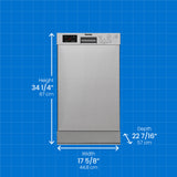 DANBY  18″ Wide Built-in Dishwasher - Stainless Steel (DDW18D1ESS)