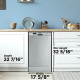 DANBY  18″ Wide Built-in Dishwasher - Stainless Steel (DDW18D1ESS)
