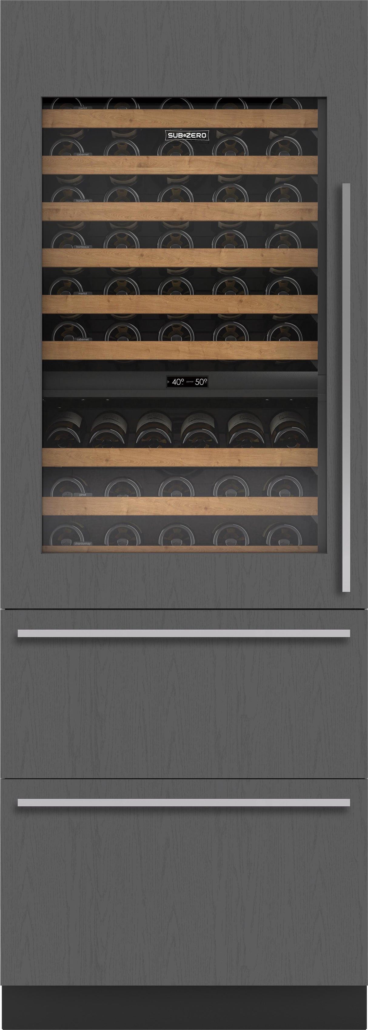 Sub-Zero 30" Designer Wine Storage with Refrigerator Drawers - Right Hinge - Custom/Panel Ready (DET3050WRR)