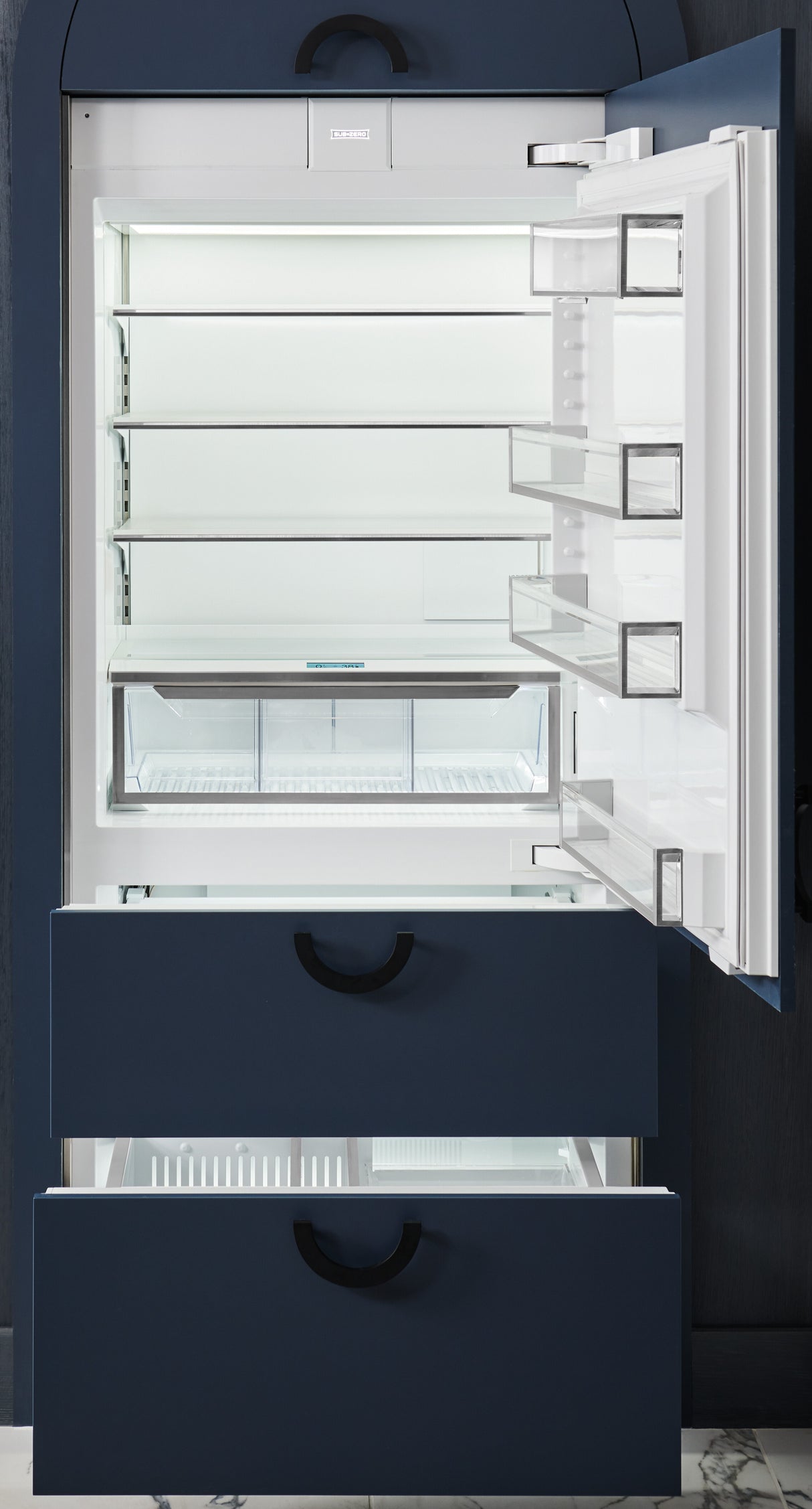 Sub-Zero 36" Designer Over-and-Under Refrigerator/Freezer with Ice Maker - Left Hinge - Custom/Panel Ready (DET3650CIL)