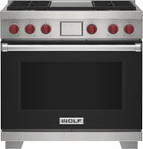Wolf 36" Dual Fuel Range - 4 Burners and Infrared Griddle - Stainless Steel (DF36450GSP)