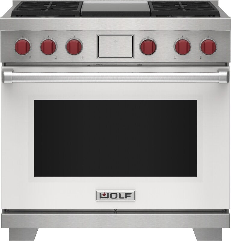 Wolf 36" Dual Fuel Range - 4 Burners and Infrared Griddle - Stainless Steel (DF36450GSP)
