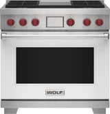 Wolf 36" Dual Fuel Range - 4 Burners and Infrared Griddle - Stainless Steel (DF36450GSP)