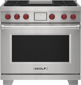 Wolf 36" Dual Fuel Range - 4 Burners and Infrared Griddle - Stainless Steel (DF36450GSP)
