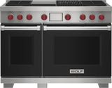 Wolf 48" Dual Fuel Range - 4 Burners, Infrared Charbroiler and Infrared Griddle - Stainless Steel (DF48450CGSP)