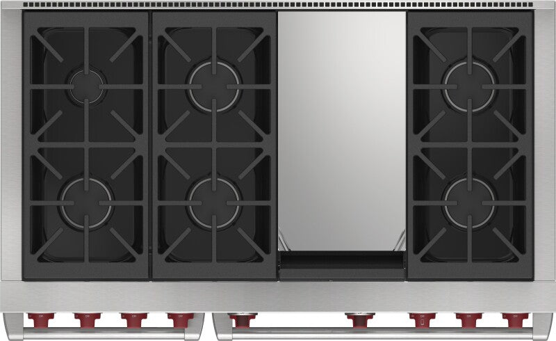 Wolf 48" Dual Fuel Range - 6 Burners and Infrared Griddle - Stainless Steel (DF48650GSP)