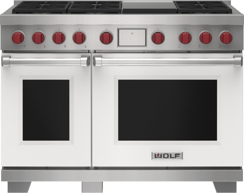 Wolf 48" Dual Fuel Range - 6 Burners and Infrared Griddle - Stainless Steel (DF48650GSP)