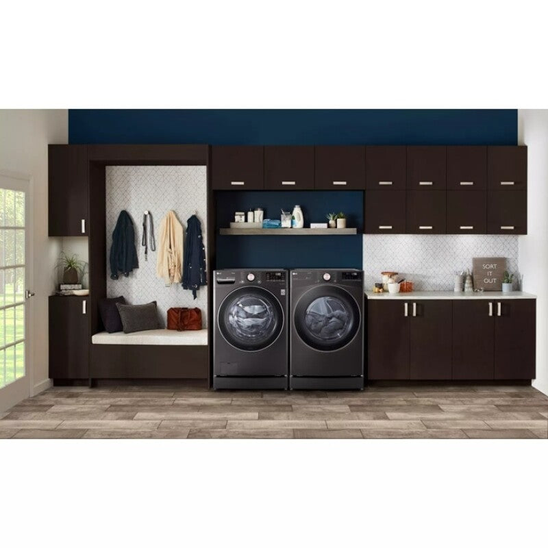 LG  7.4 Cu. Ft. Ultra Large Capacity Smart Wi-fi Enabled Front Load Electric Dryer With Turbosteam™ And Built-in Intelligence - Black Steel (DLEX4000B)
