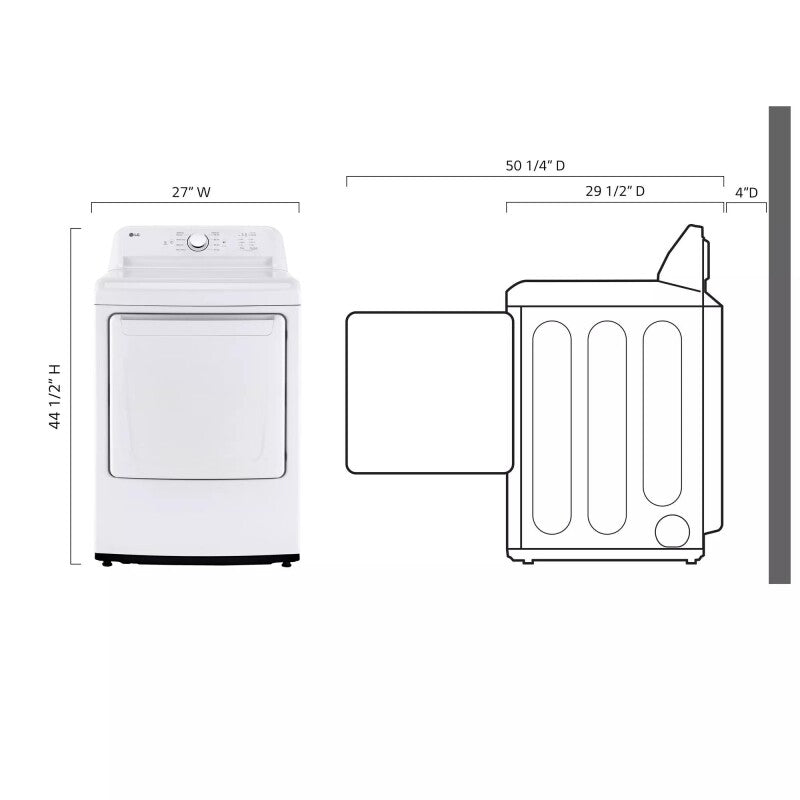 LG 7.3 cu. ft. Rear Control Gas Dryer with Sensor Dry - White (DLG6101W)