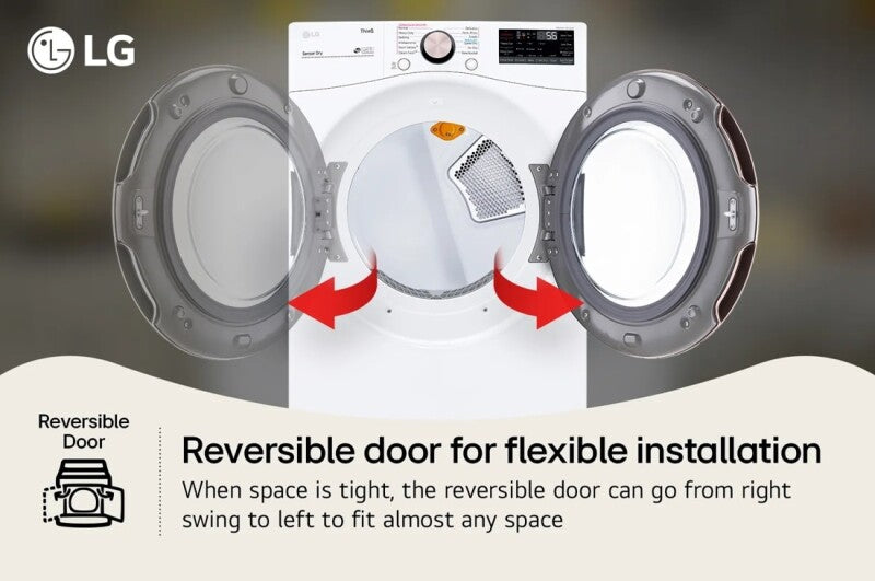 LG  7.4 cu. ft. Ultra Large Capacity Smart wi-fi Enabled Front Load Gas Dryer with TurboSteam™ and Built-In Intelligence - White (DLGX4001W)