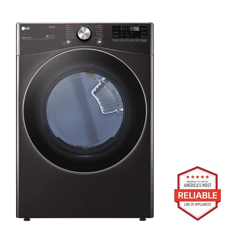 LG  7.4 Cu. Ft. Ultra Large Capacity Smart Wi-fi Enabled Front Load Gas Dryer With Turbosteam™ And Built-in Intelligence - Black Steel (DLGX4201B)