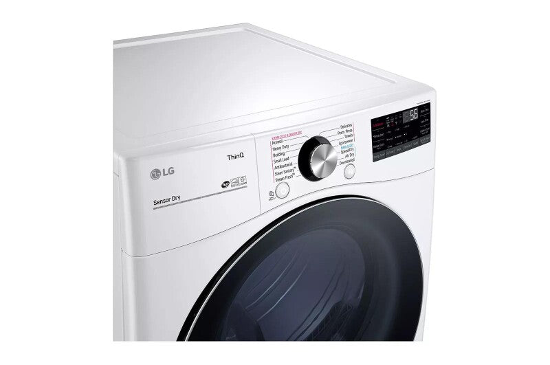 LG 7.4 cu. ft. Ultra Large Capacity Smart wi-fi Enabled Front Load Gas Dryer with TurboSteam™ and Built-In Intelligence - White (DLGX4201W)