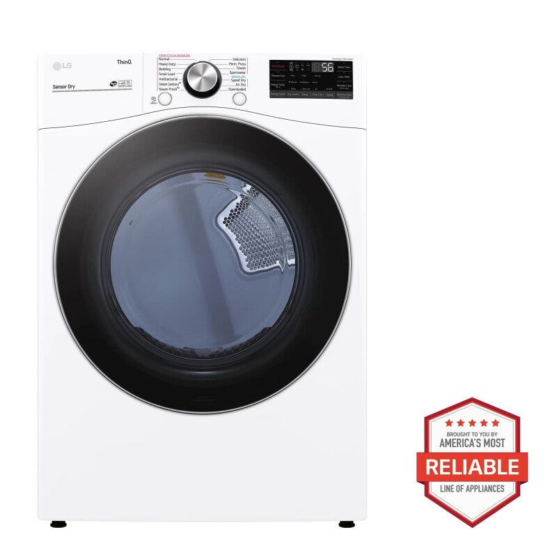 LG 7.4 cu. ft. Ultra Large Capacity Smart wi-fi Enabled Front Load Gas Dryer with TurboSteam™ and Built-In Intelligence - White (DLGX4201W)
