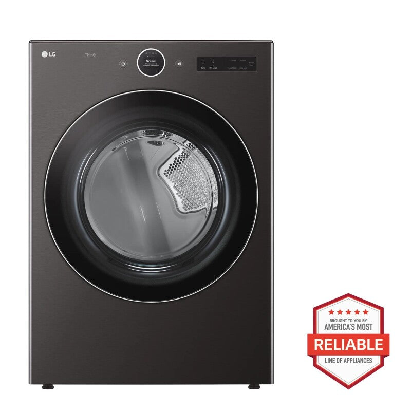 LG  7.4 Cu. Ft. Ultra Large Capacity Smart Front Load Gas Dryer With Built-in Intelligence & Turbosteam® - Black Steel (DLGX6701B)