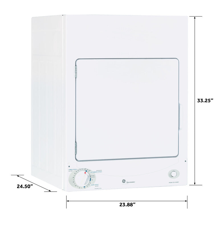GE Spacemaker 120V 3.6 cu. ft. Capacity Stationary Electric Dryer - Other (DSKS333ECWW)
