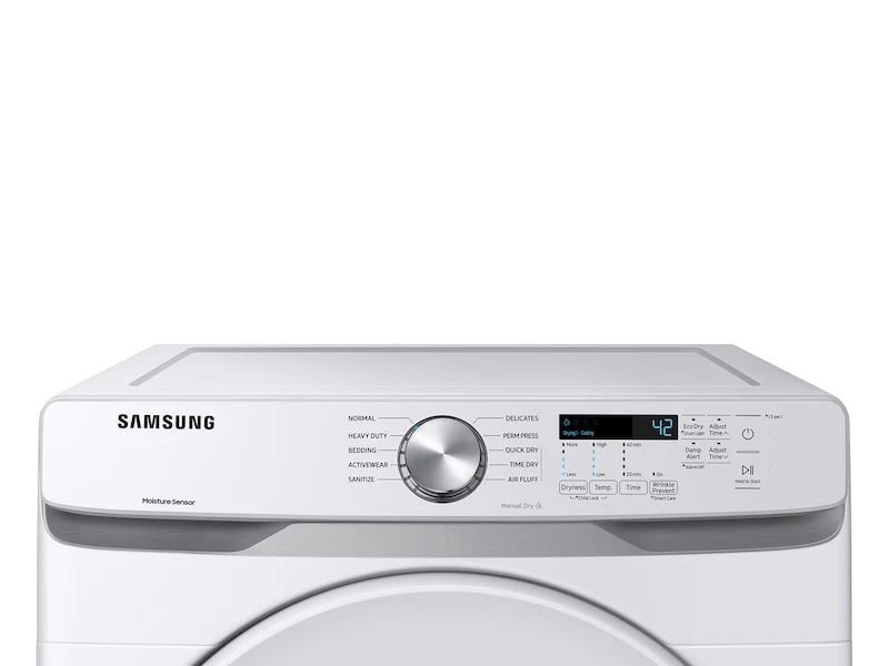 Samsung 7.5 cu. ft. Electric Dryer with Sensor Dry in White - White (DVE45T6000WA3)