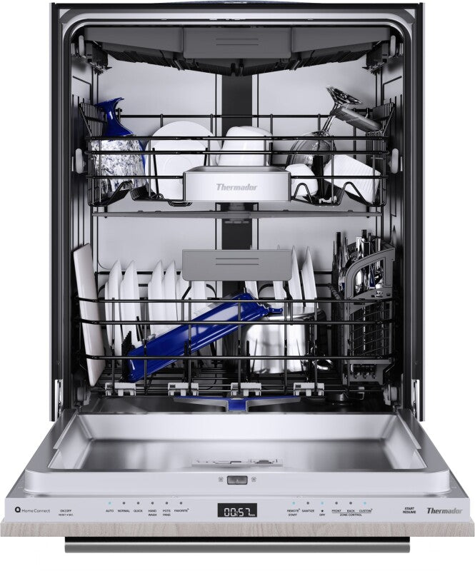 Thermador Sapphire 24" Top Control Smart Built-In Stainless Steel Tub Dishwasher with 3rd Rack and Interior Light, 44 dBA - Not Applicable (DWHD660EPR)