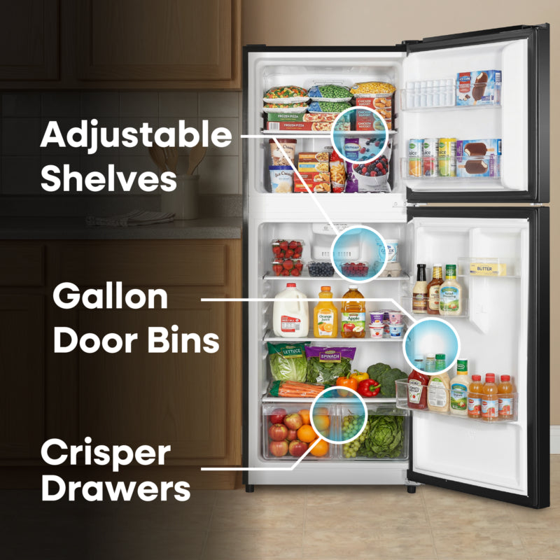 ELEMENT APPLIANCE 23.6-Inch 10.1 Cu. Ft. Top Freezer Refrigerator - Black (ENR10TFGBB)