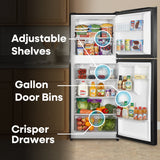 ELEMENT APPLIANCE 23.6-Inch 10.1 Cu. Ft. Top Freezer Refrigerator - Black (ENR10TFGBB)