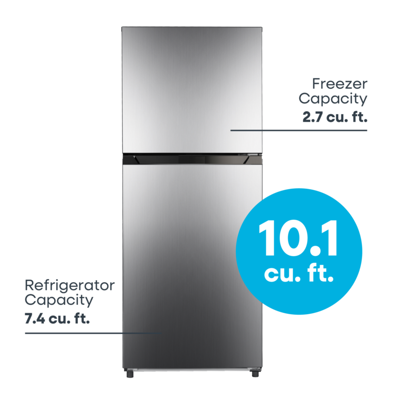 ELEMENT APPLIANCE 23.6-Inch 10.1 Cu. Ft. Top Freezer Refrigerator - Stainless Steel (ENR10TFGBS)