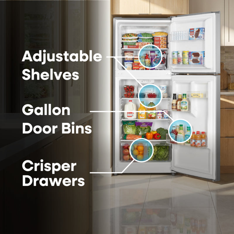 ELEMENT APPLIANCE 23.6-Inch 10.1 Cu. Ft. Top Freezer Refrigerator - Stainless Steel (ENR10TFGBS)