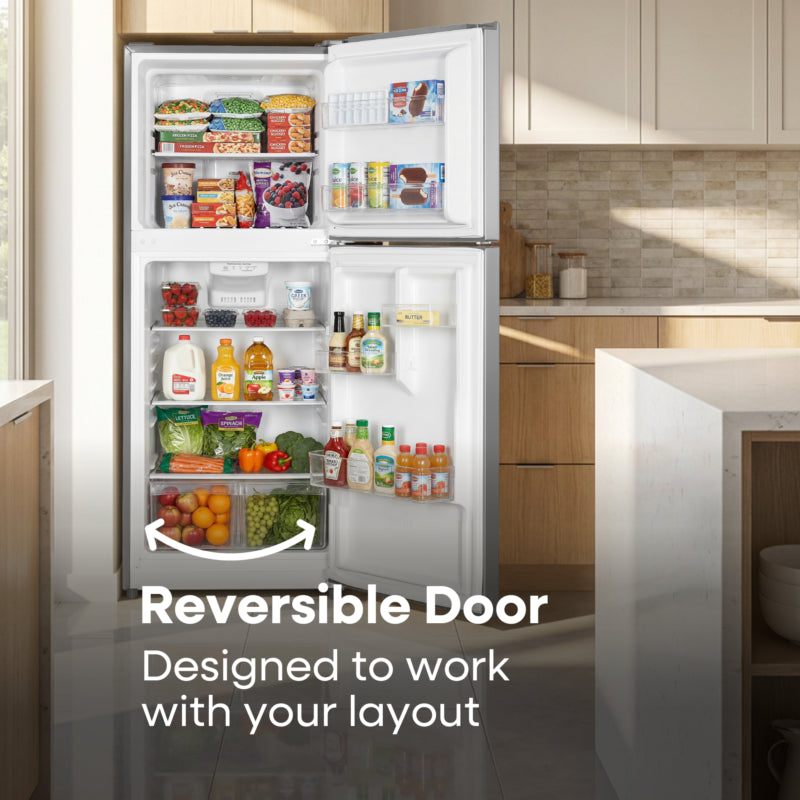 ELEMENT APPLIANCE 23.6-Inch 10.1 Cu. Ft. Top Freezer Refrigerator - Stainless Steel (ENR10TFGBS)