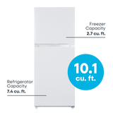 ELEMENT APPLIANCE 23.6-Inch 10.1 Cu. Ft. Top Freezer Refrigerator - White (ENR10TFGBW)