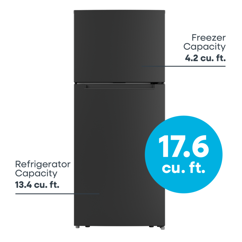 ELEMENT APPLIANCE 27.7-Inch 17.6 Cu. Ft. Top Freezer Refrigerator - Black (ENR18TFGCB)
