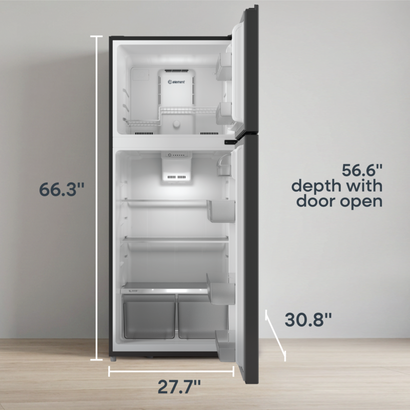 ELEMENT APPLIANCE 27.7-Inch 17.6 Cu. Ft. Top Freezer Refrigerator - Black (ENR18TFGCB)
