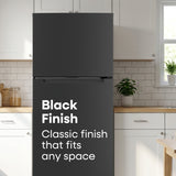 ELEMENT APPLIANCE 27.7-Inch 17.6 Cu. Ft. Top Freezer Refrigerator - Black (ENR18TFGCB)