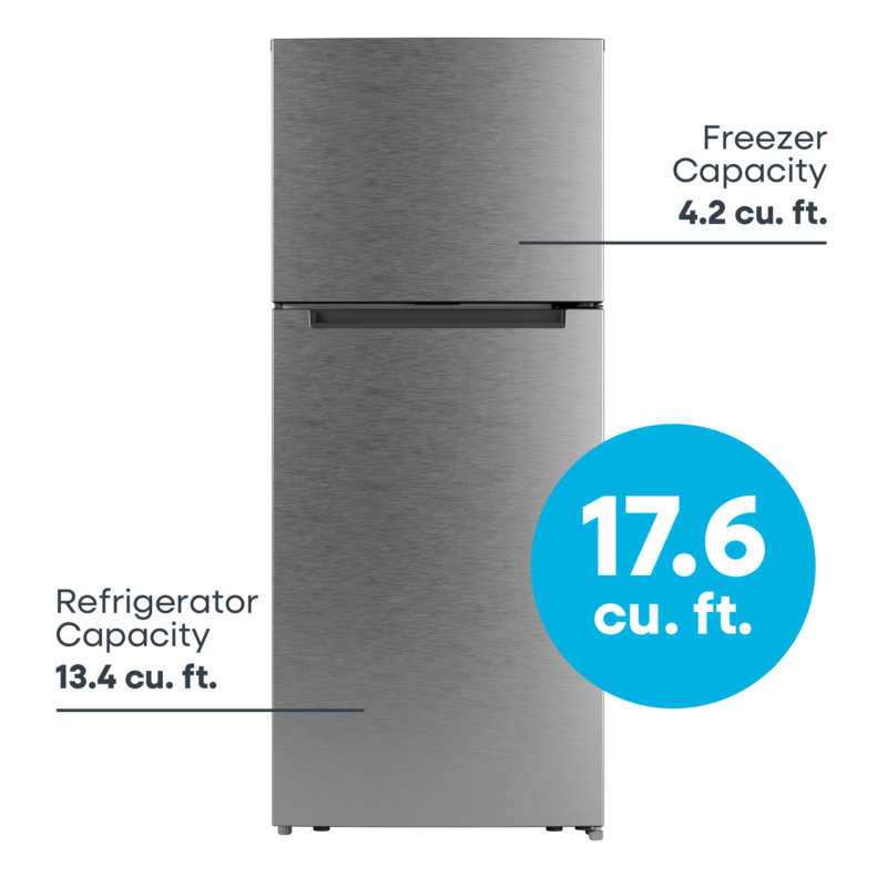 ELEMENT APPLIANCE 27.7-Inch 17.6 Cu. Ft. Top Freezer Refrigerator - Stainless (ENR18TFGCS)