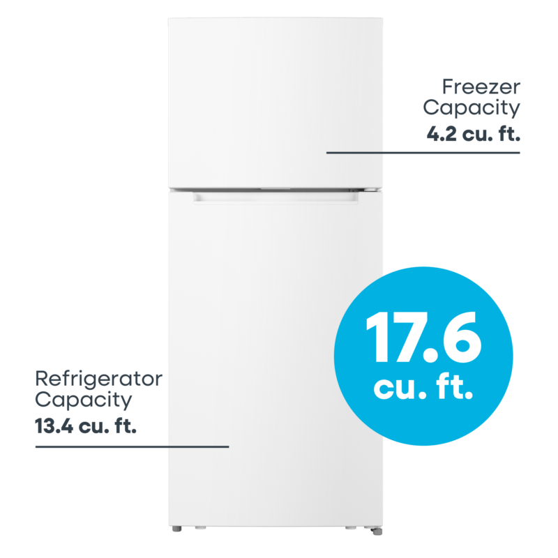 ELEMENT APPLIANCE 27.7-Inch 17.6 Cu. Ft. Top Freezer Refrigerator - White (ENR18TFGCW)