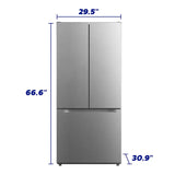 ELEMENT APPLIANCE 18.4 CF French Door, Glass Shelves, E-STAR, 30" Wide - Stainless Steel (ERFD19CGCS)