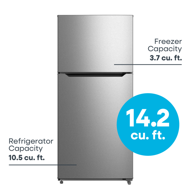ELEMENT APPLIANCE 27.6-Inch 14.2 Cu. Ft. Top Freezer Refrigerator - Stainless Steel (ERT14CSCS)
