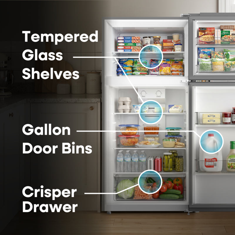 ELEMENT APPLIANCE 27.6-Inch 14.2 Cu. Ft. Top Freezer Refrigerator - Stainless Steel (ERT14CSCS)