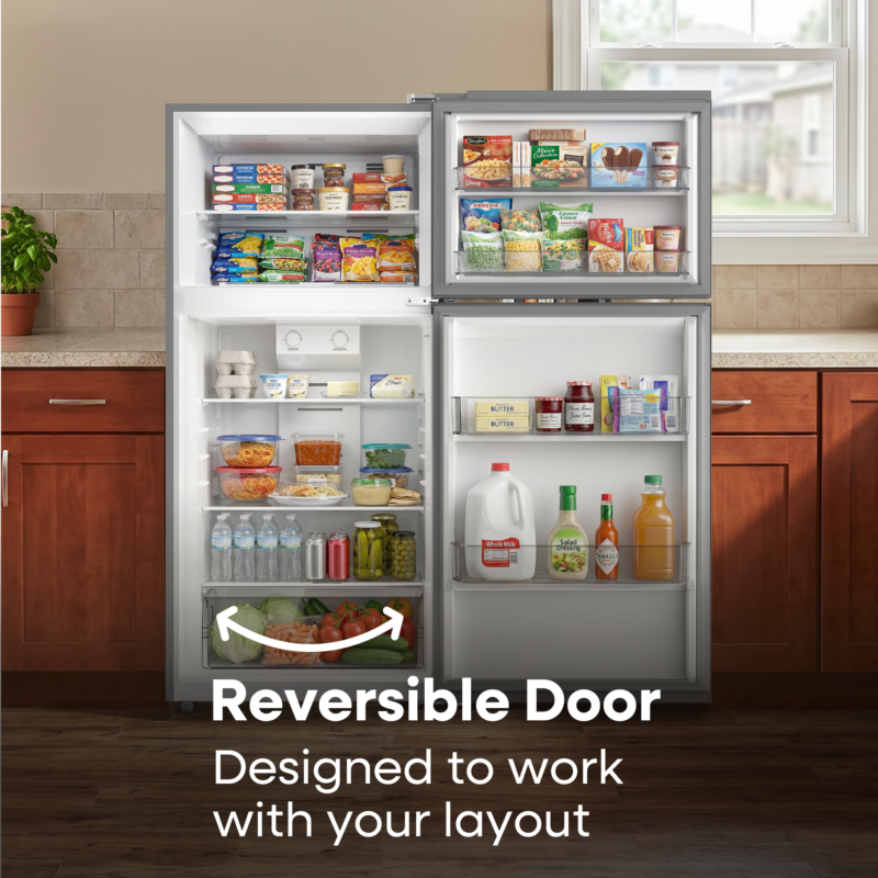 ELEMENT APPLIANCE 27.6-Inch 14.2 Cu. Ft. Top Freezer Refrigerator - Stainless Steel (ERT14CSCS)