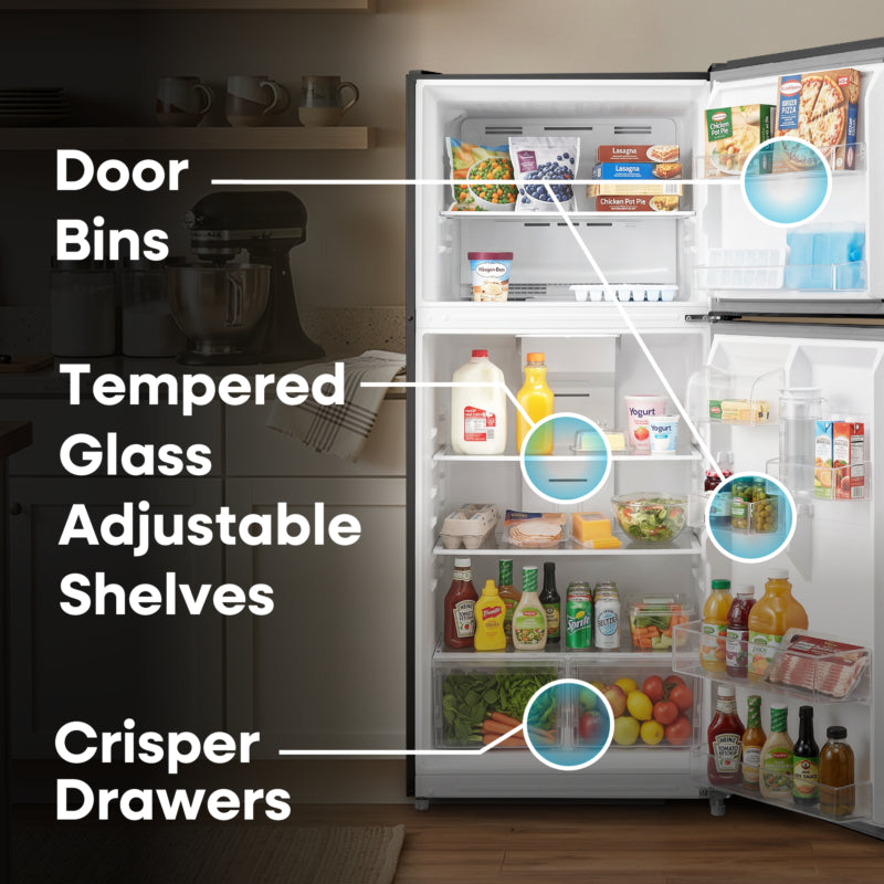 ELEMENT APPLIANCE 29.5-Inch 20.5 Cu. Ft. Top Freezer Refrigerator - Black (ERT21CSCB)