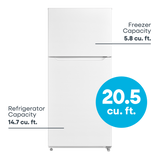ELEMENT APPLIANCE 29.5-Inch 20.5 Cu. Ft. Top Freezer Refrigerator - White (ERT21CSCW)