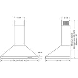 BROAN Elite EW48 Series 30Inch Pyramidal Chimney Range Hood, 460 Max Blower CFM, - Stainless Steel (EW4830SS)