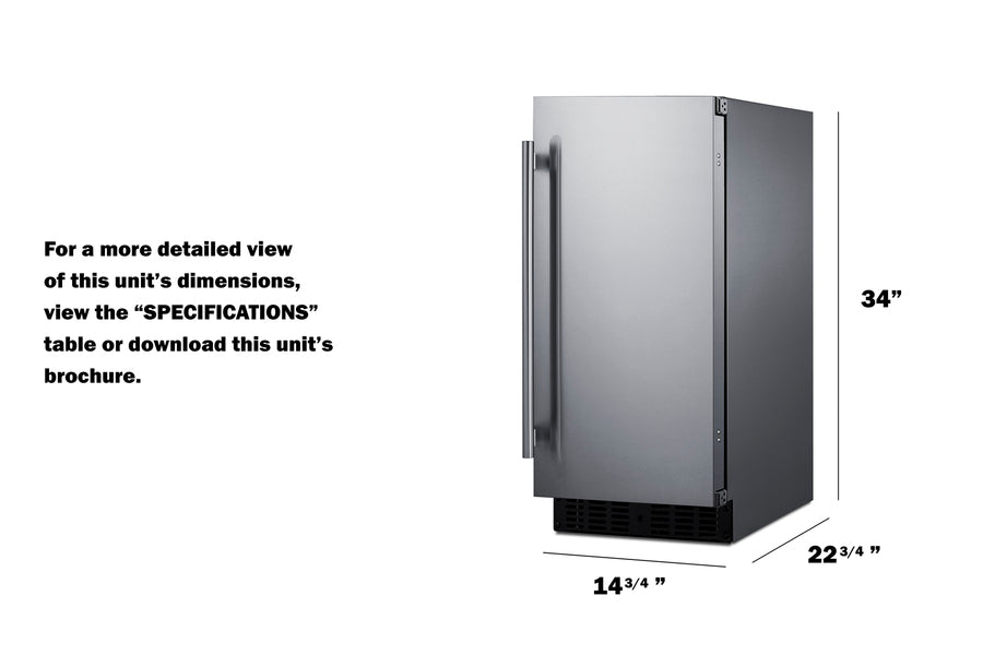 SUMMIT  15" Wide Built-In All-Refrigerator - Stainless Steel (FF1532BCSS)