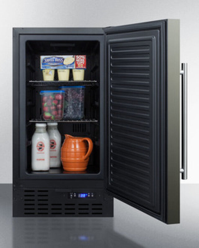 Summit 18" Wide Built-In All-Refrigerator, ADA Compliant - Black Stainless Steel (FF1843BKSADA)