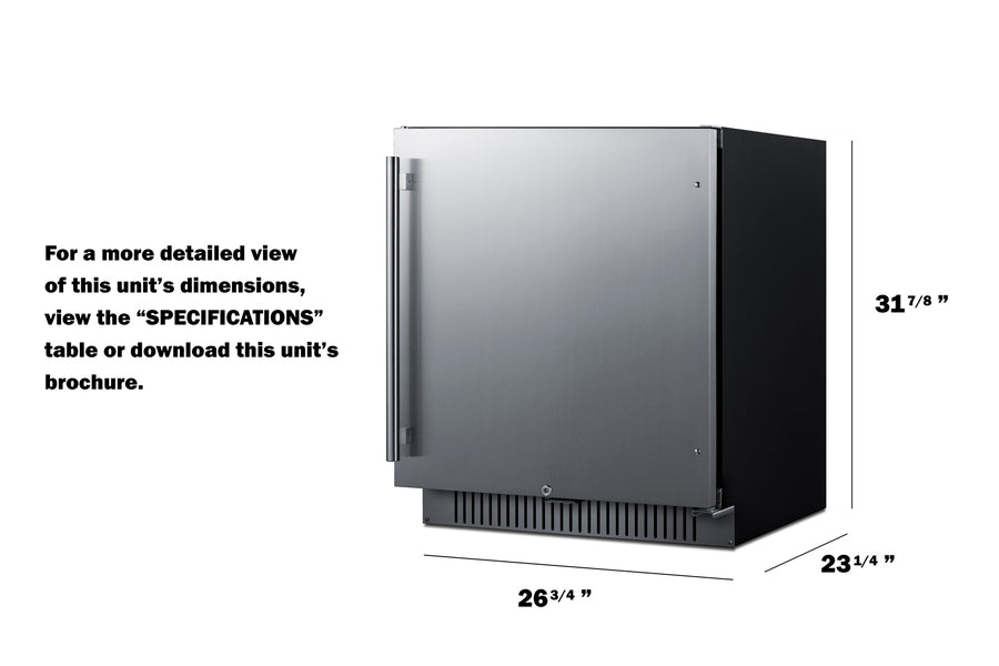 SUMMIT  27" Wide Built-In All-Refrigerator, ADA Compliant - Stainless Steel/Black (FF27BSSADA)