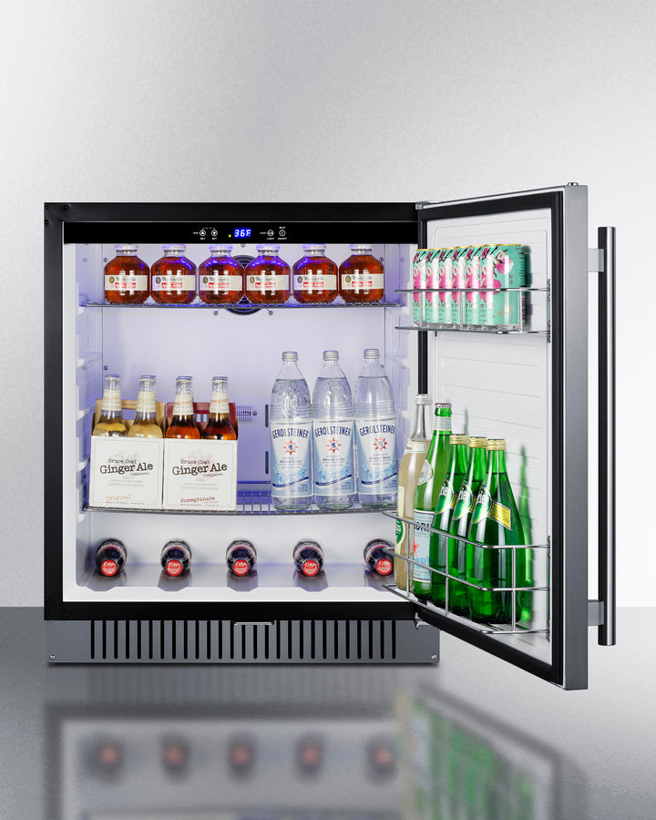 SUMMIT  27" Wide Built-In All-Refrigerator, ADA Compliant - Stainless Steel/Black (FF27BSSADA)
