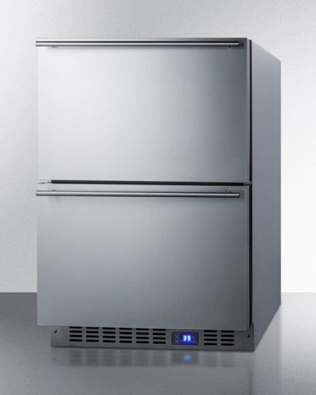 SUMMIT  24" Wide Built-In 2-Drawer All-Refrigerator - Stainless Steel (FF642D)