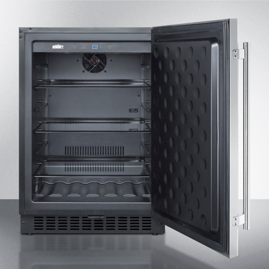 SUMMIT  24" Wide Built-In All-Refrigerator - Stainless Steel/Black (FF64BSS)